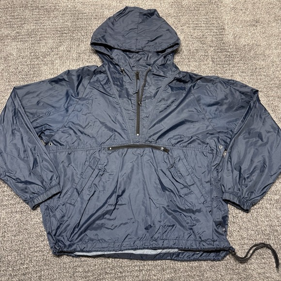 GAP Other - GAP Jacket Mens Large Navy Hooded Anorak Windbreaker Pullover Front Zip Y2K VTG